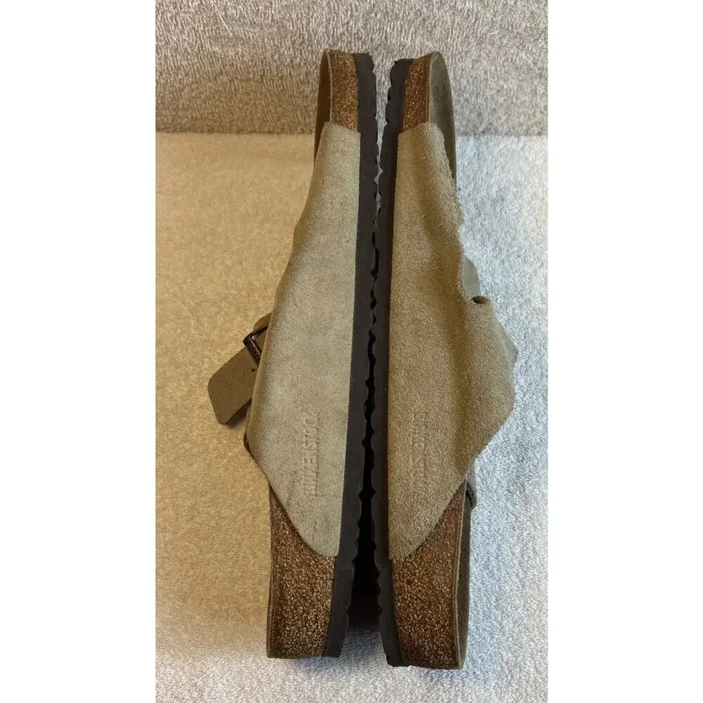 Birkenstock Arizona Tan Grey Soft Footbed Suede Leather Sandals Men Size 48/15